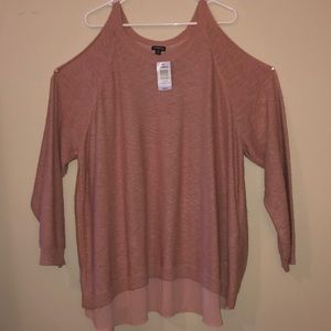 Pink Open Shoulder Sweater